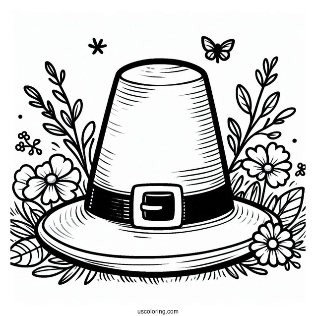 Pilgrim Coloring Page Hat Outline For Preschoolers