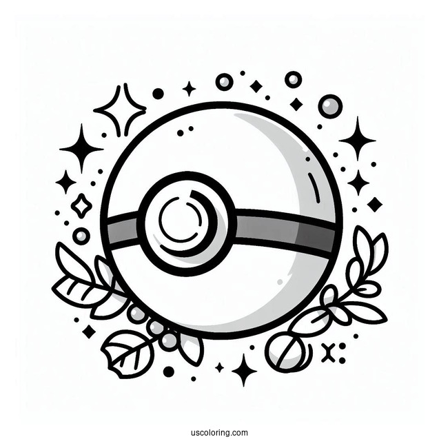 Simple Pokéball Coloring Page With Different Markings