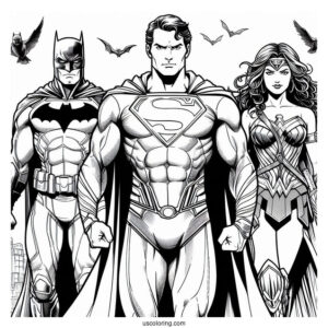 Superman With Batman And Wonder Woman Coloring