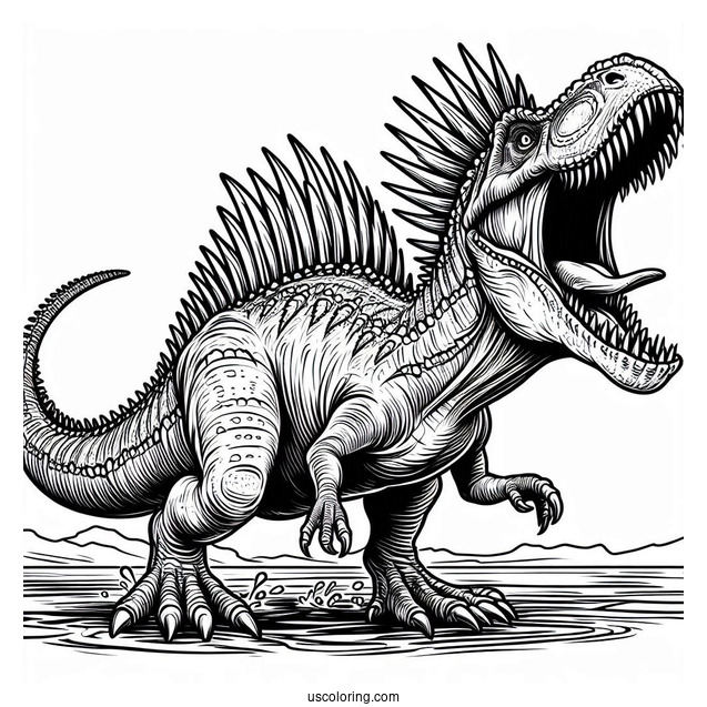 Scary Spinosaurus Coloring Page Roaring