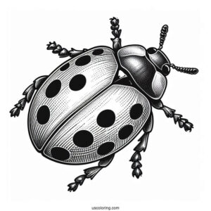 Top View Orange Lady Beetle Coloring Page