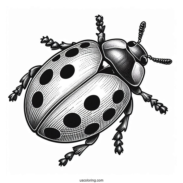 Top View Orange Lady Beetle Coloring Page