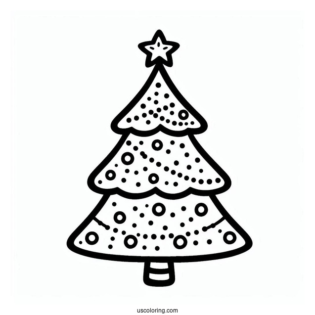 Simple Outline Of Christmas Tree Template To Color For Toddlers