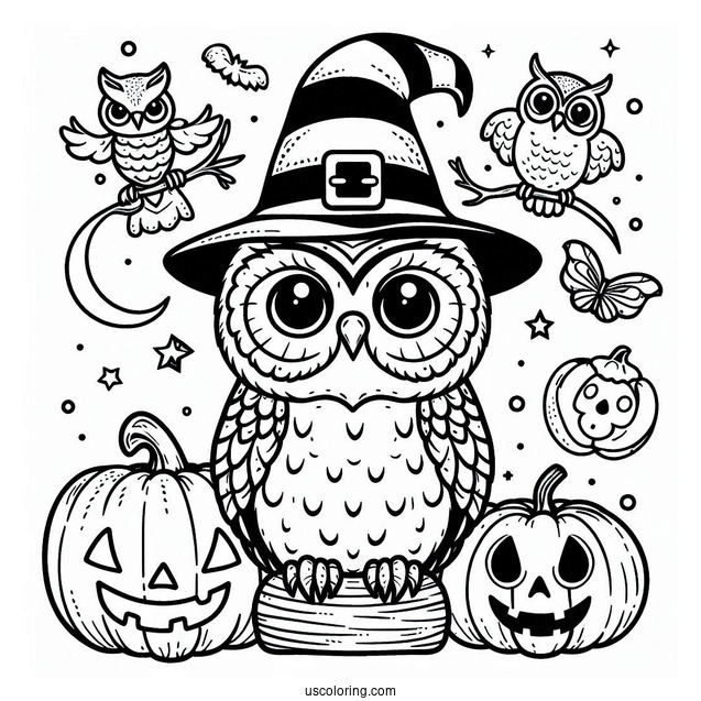 Halloween Owl Coloring Page