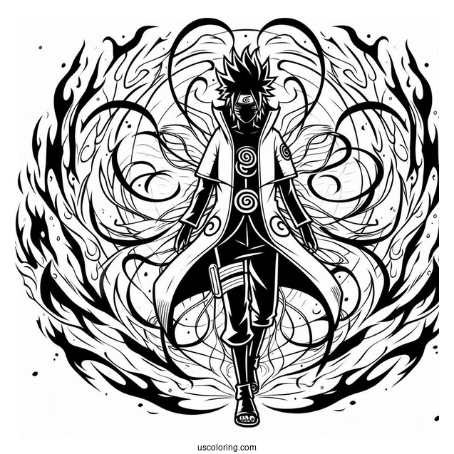 Kurama Chakra Mode Naruto Coloring Page