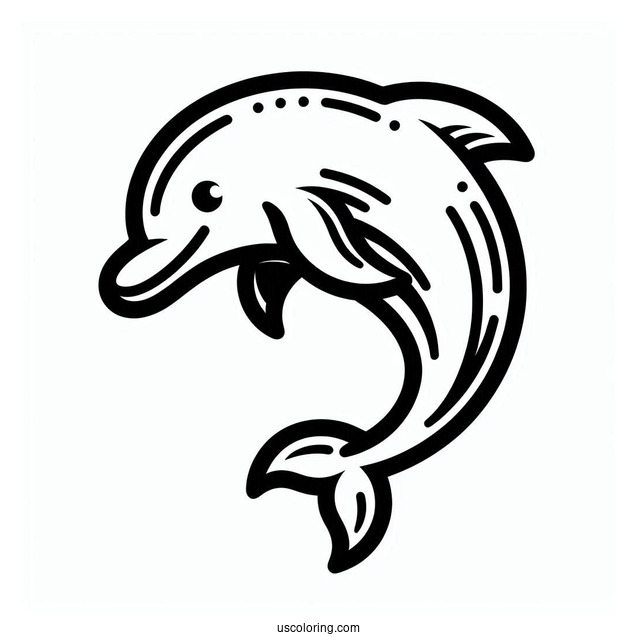 Simple Outline Of Dolphin For Kids
