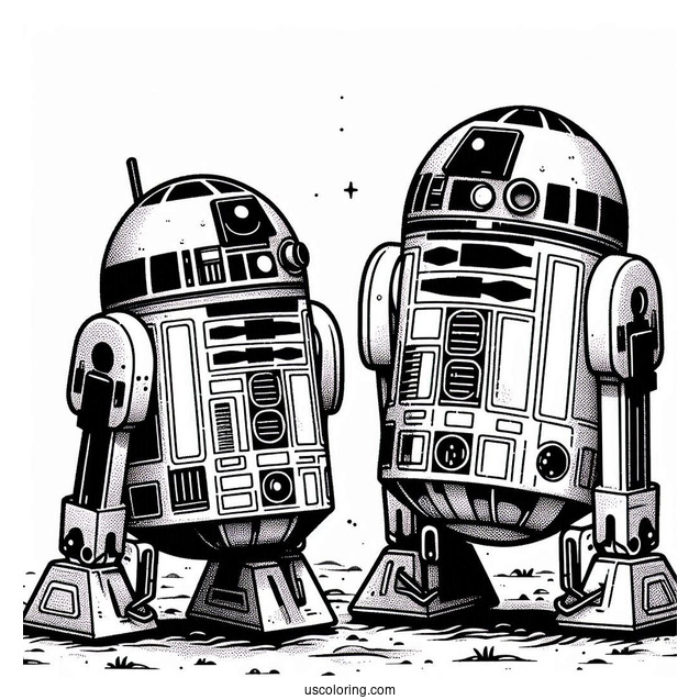 K2SO And R4 P17 Meeting R2 D2 Coloring Page