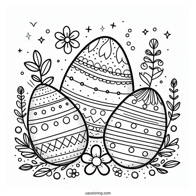 Simple Easter Eggs Coloring Page For Kids