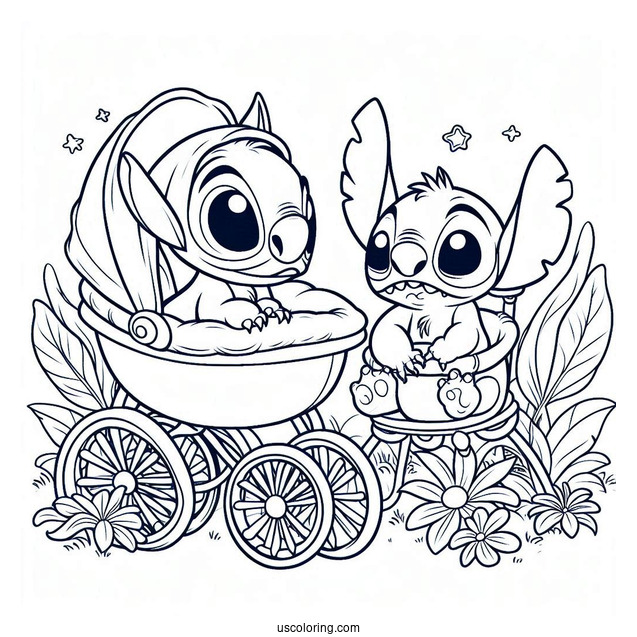 Baby Pleakley And Jumba Jookiba In Prams To Color