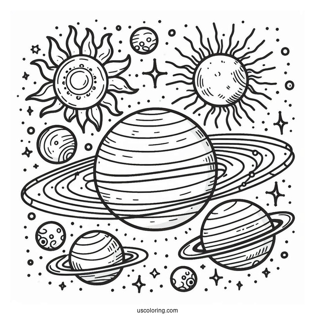 Cartoon Coloring Page Of The Solar System