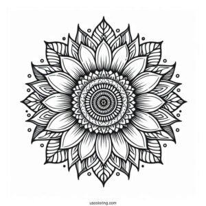 Detailed Sunflower Mandala Coloring Page