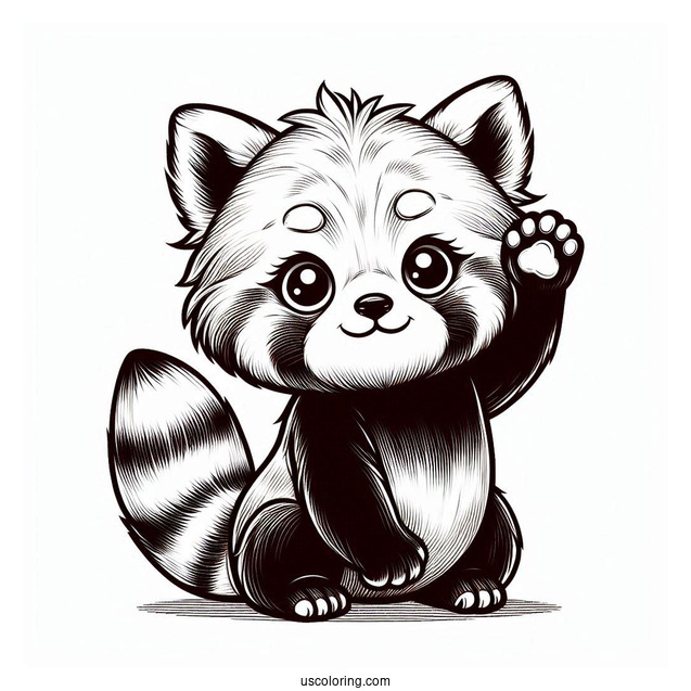 Adorable Red Panda With Hands Raised