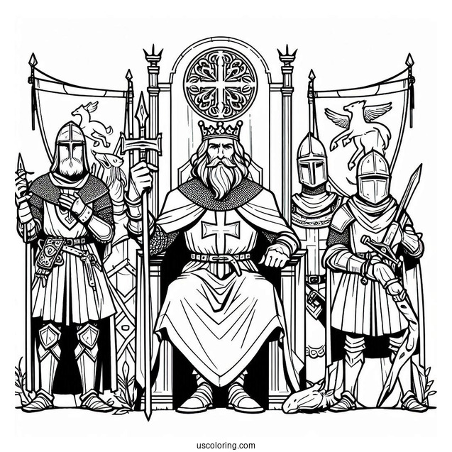 Coloring Page Of King Arthur And Knights Of The Round Table