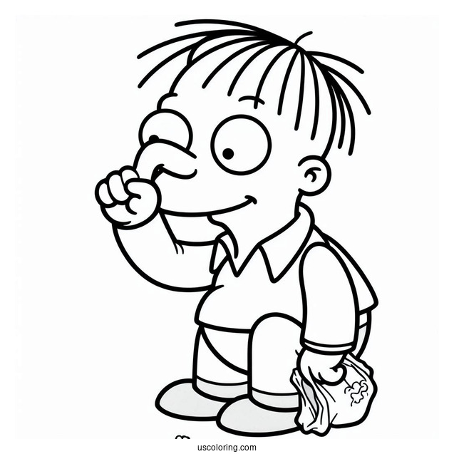 Simpsons Coloring Pages Of Ralph Wiggum Picking His Nose For Kids