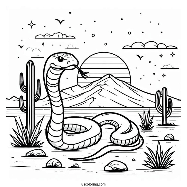 Snake Slithering In Desert