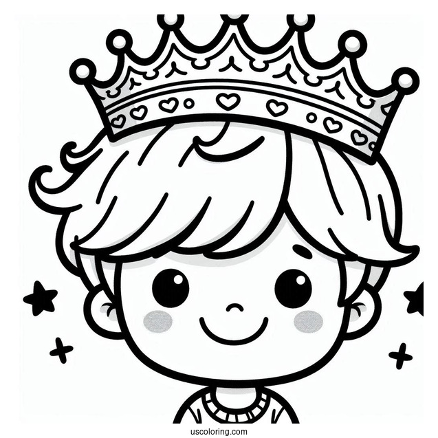 Boy Wearing Crown Coloring In For Preschoolers