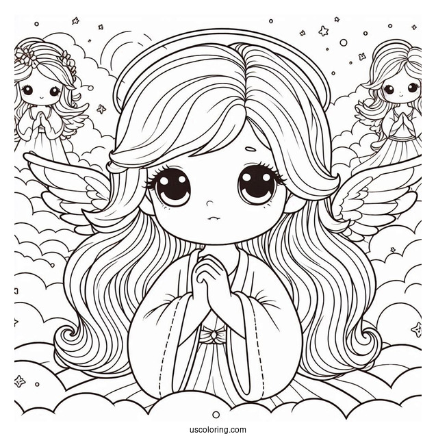 Precious Moments Coloring Page Angels Painting For Kids