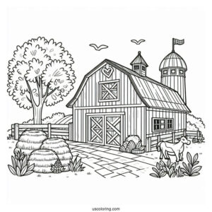 Coloring Page Of Farm Barn
