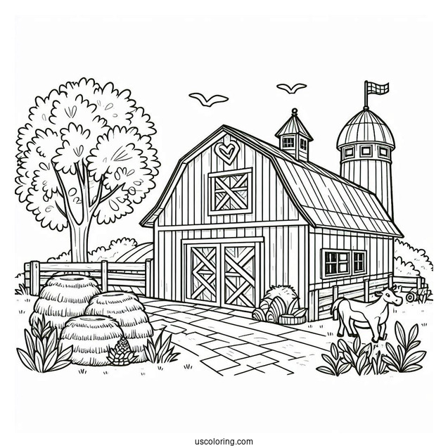 Coloring Page Of Farm Barn