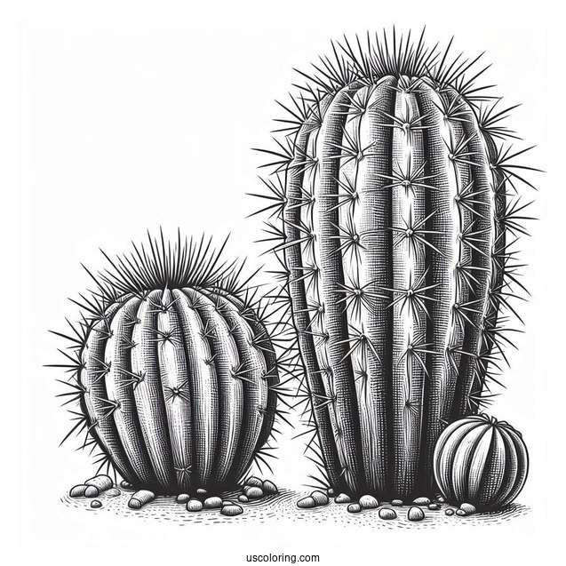 Realistic Desert Cactus With Spikes