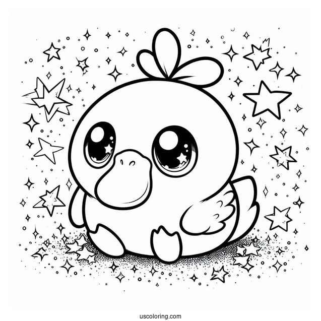 Starry Eyed Psyduck Coloring Page For Kids