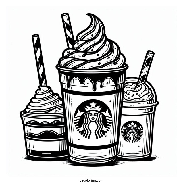 Starbucks Coloring Page Frappe With Whipped Cream And Chocolate Syrup