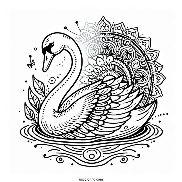 Swan Coloring Page Mandala