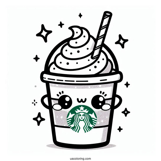 Fun Kawaii Starbucks Frappe Coloring Sheet