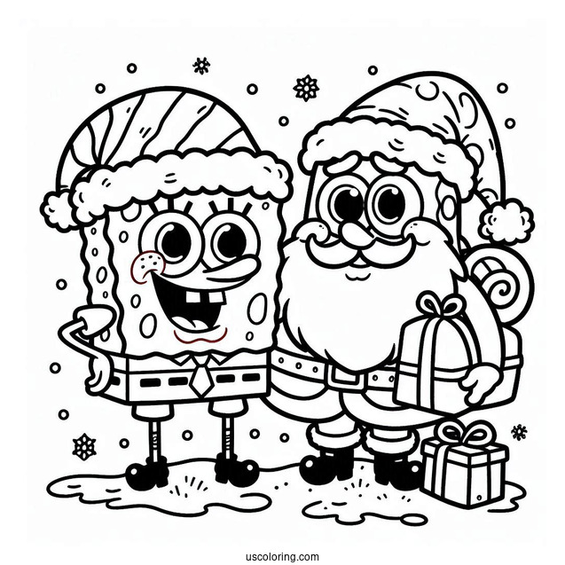 SpongeBob And Patrik Dressed Up As Santa For Christmas