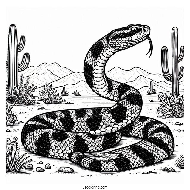 Detailed Black Tailed Rattlesnake In The Desert