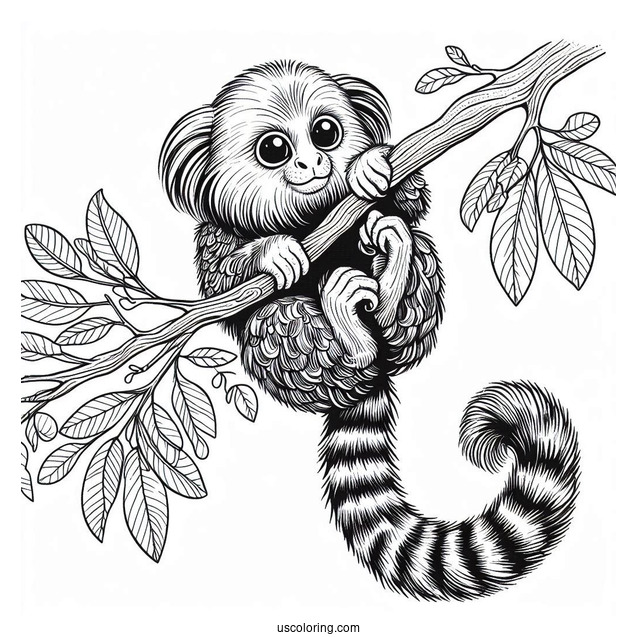 Mauro The Marmoset Hanging From A Branch