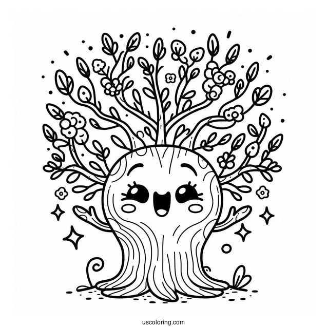 Happy Sprunki Coloring Page Of Mr Tree