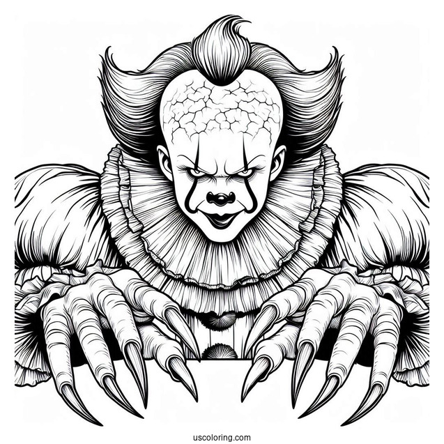 Pennywise With Sharp Claws Coloring Page