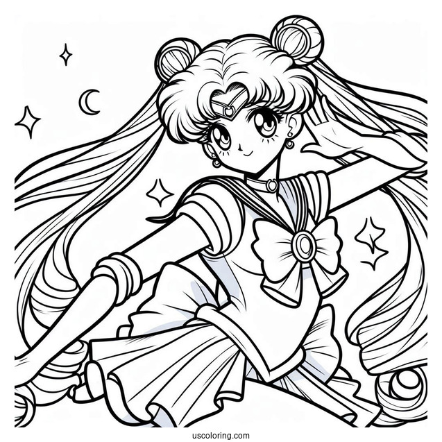 Coloring Sheet Of Sailor Moon Iconic Pose