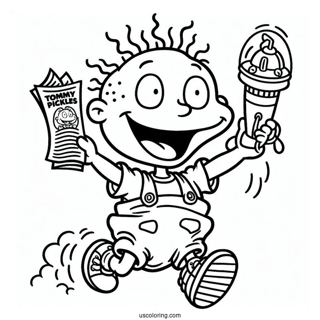 Rugrats Coloring Page Of Tommy Pickles With First In The Air For Preschoolers