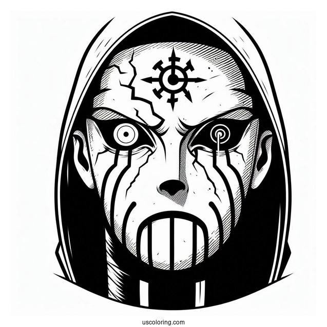 Naruto Coloring Page Of Villain Pain with Rinnegan Eyes