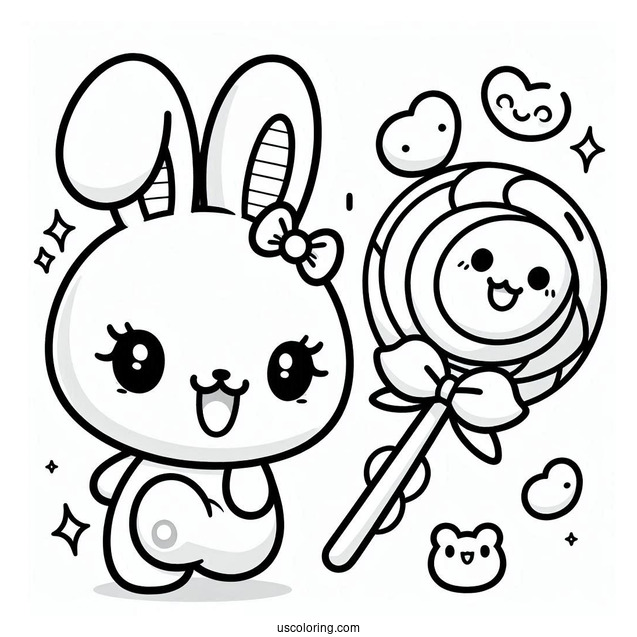 Sunny Bunnies Coloring Page Of Kawaii Big Boo With Lollipop For Kids