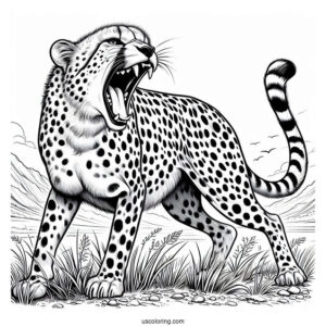 Large Cheetah Coloring Page Hissing