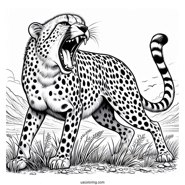 Large Cheetah Coloring Page Hissing