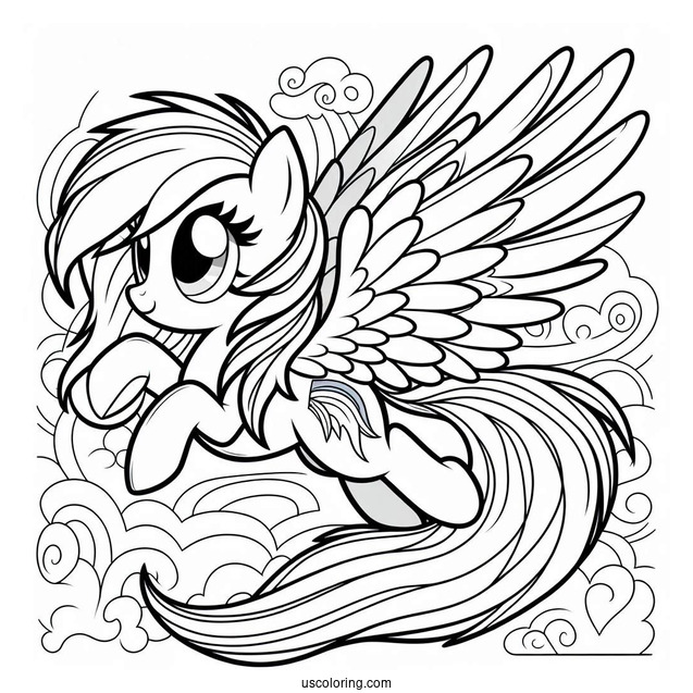Mighty Rainbow Dash Coloring Page With Wings Spread Out