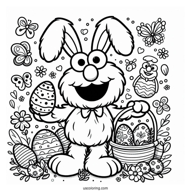 Easter Themed Elmo Coloring Page