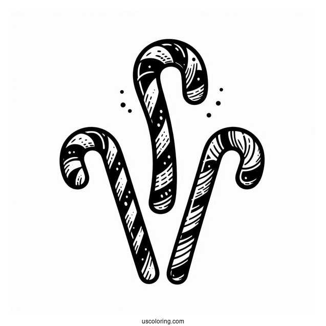 Three Candy Cane Sticks To Color