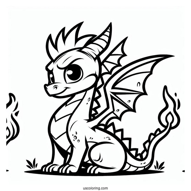 Easy Flame Dragon Outline From Sypro Coloring Page