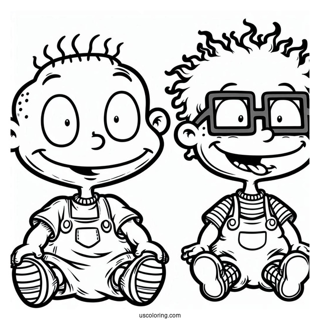 Rugrats Coloring Page Of Tommy And Chuckie Smiling Rugrats
