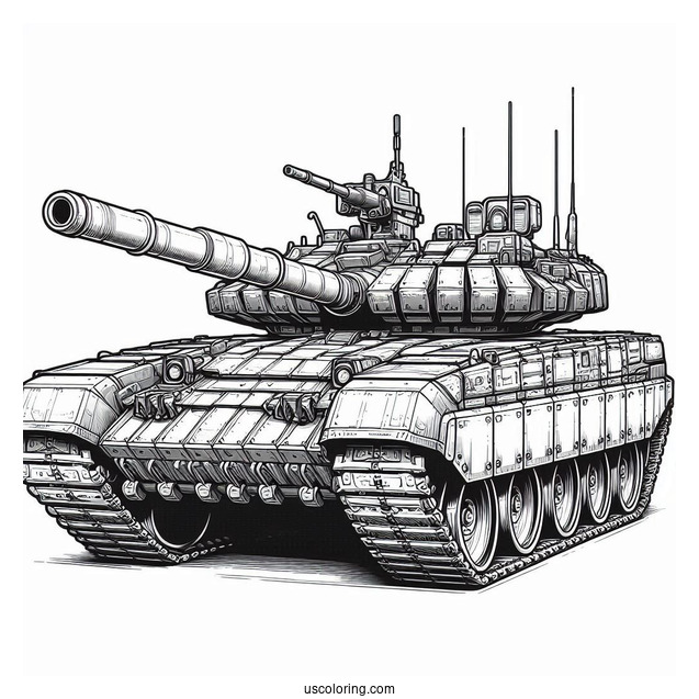 Realistic T-90M Russian Tank Coloring In