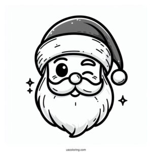 Winking Santa Face Coloring Sheet