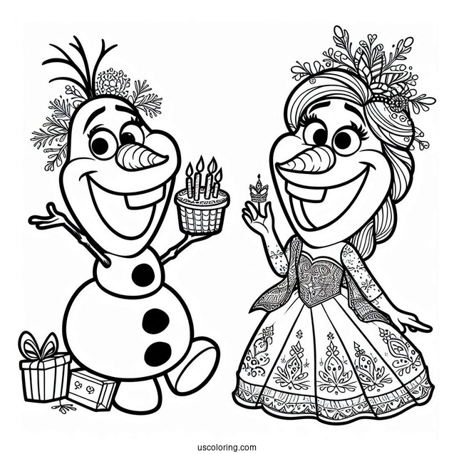 Olaf Happy Birthday Coloring Page For Kids