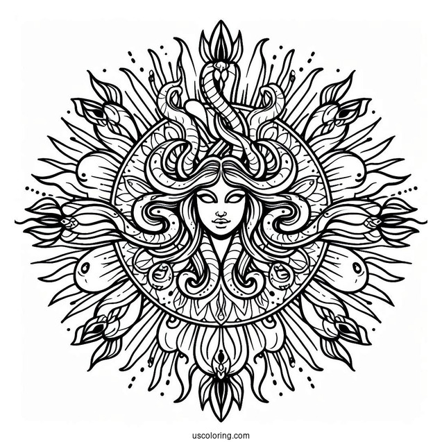 Medusa Coloring Page Snake Mandala