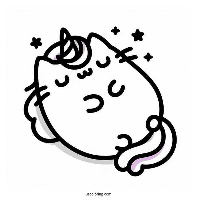 Kawaii Unicorn Pusheen Coloring Sheet