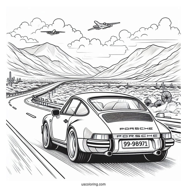 Porsche Coloring Page 930 Driving On Road